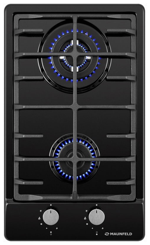 Газовая варочная панель Maunfeld EGHE.32.63CB/G 32 см, 2 конфорки электроподжиг газконтроль, черный фото 1