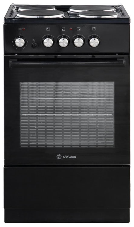 Электроплита De luxe 5004.18э-011 50 см, 4 конфорки, черный фото 1