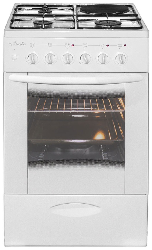 Комбинированная плита Лысьва ЭГ 1/3г01 МС-2у 50 см, 57 л, 4 конфорки, белый фото 1