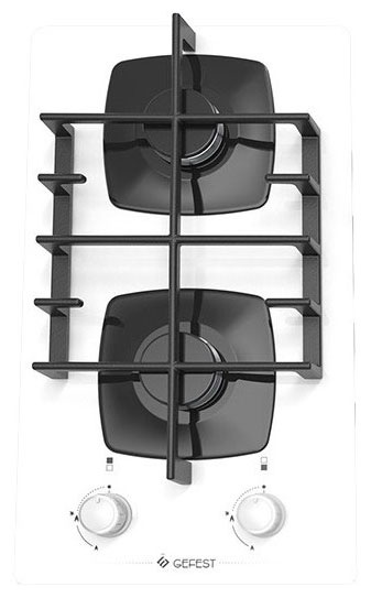 Газовая варочная панель Gefest ПВГ 2002 К12 30 см, 2 конфорки электроподжиг газконтроль, белый фото 1