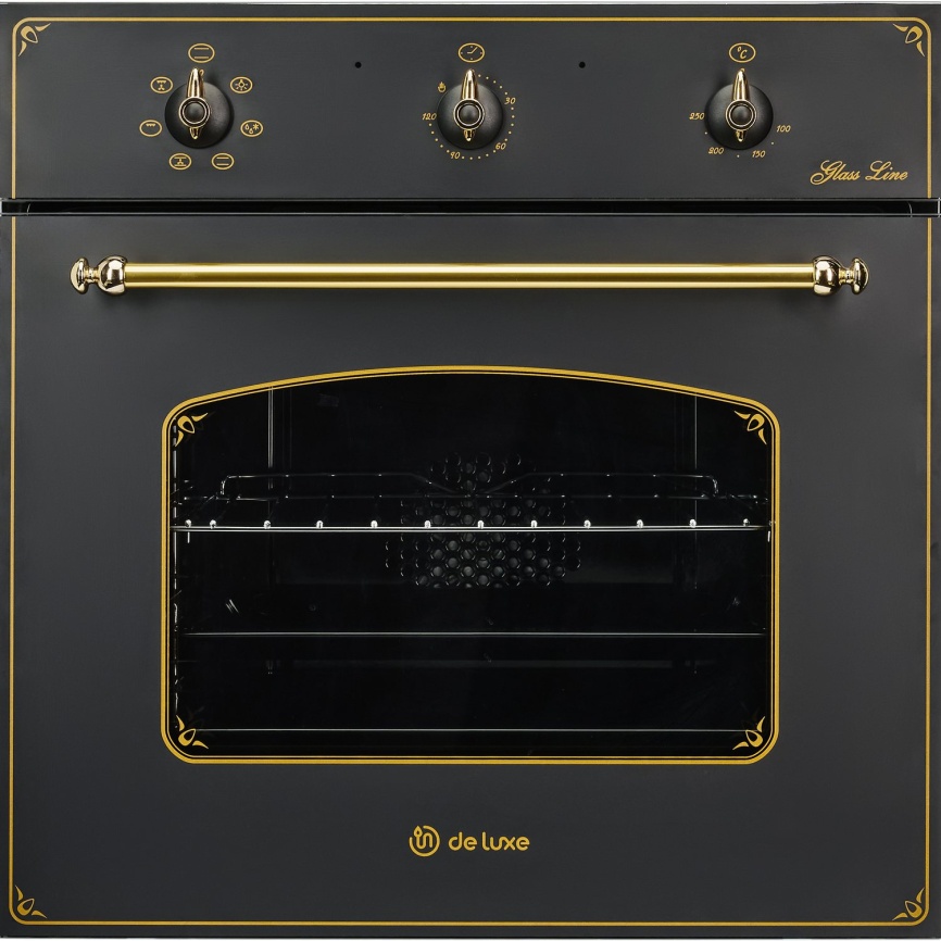 Электрический духовой шкаф De luxe 6006.03 эшв - 061 59 см, 58 л, гриль и конвекция, черный матовый фото 1