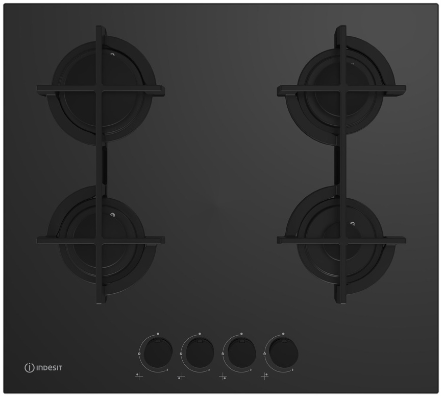 Газовая варочная панель Indesit INGT 61 SCC/BK 59 см, 4 конфорки электроподжиг газконтроль, черный фото 1