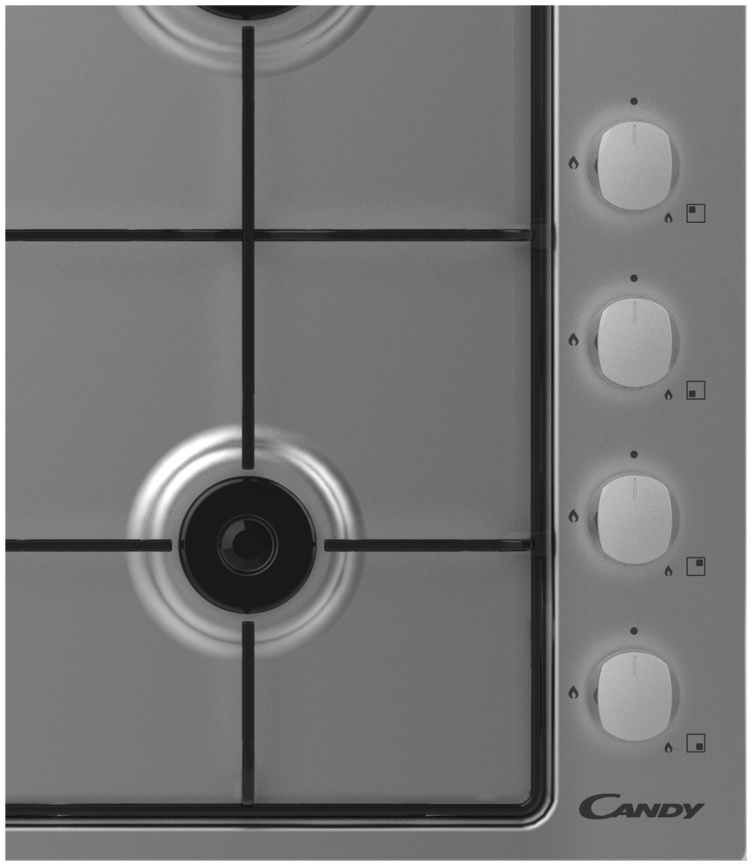 Газовая варочная панель Candy CHW60LX 59 см, 4 конфорки электроподжиг газконтроль, серебристый фото 2