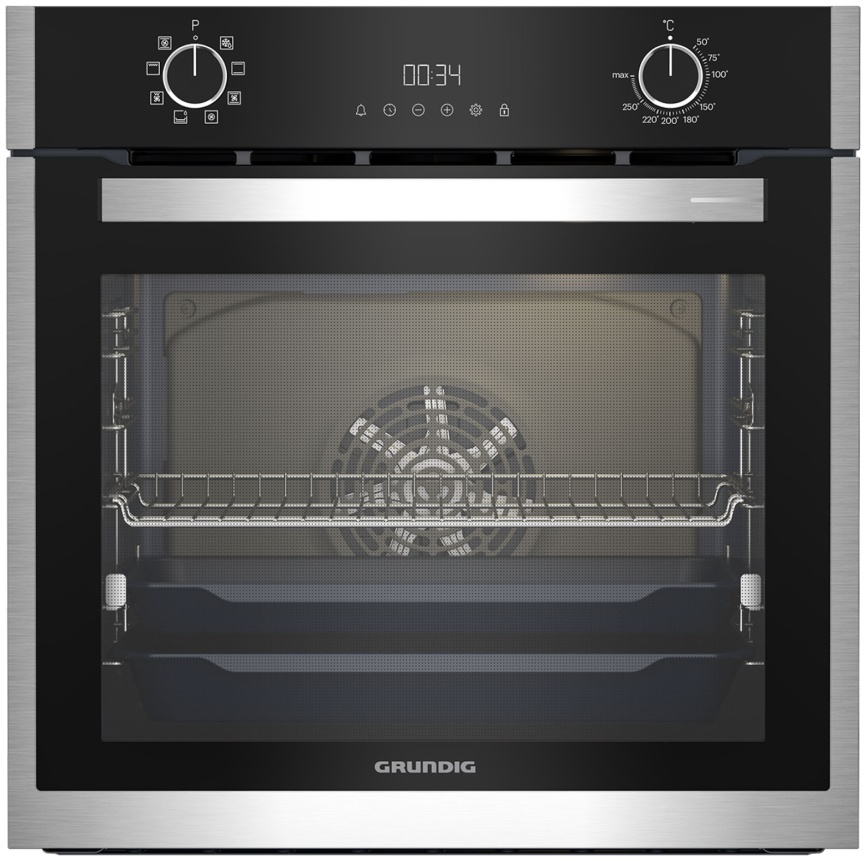 Электрический духовой шкаф Grundig GEBM19300BC 59 см, 72 л, гриль и конвекция, черный фото 1