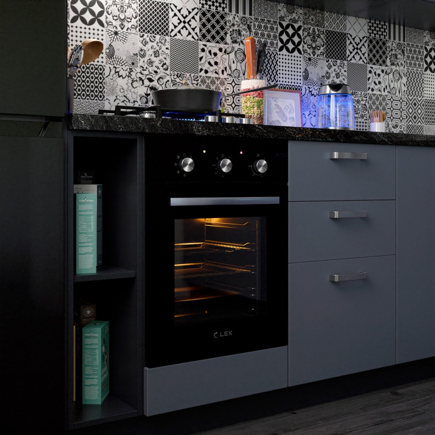 Электрический духовой шкаф LEX EDM 4570 BL 45 см, 55 л, гриль и конвекция, черный фото 8