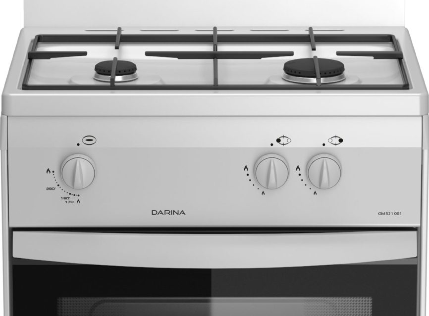 Газовая плита Darina 1 AS GM 521 001 W 50 см, 45 л, 2 конфорки, белый фото 2