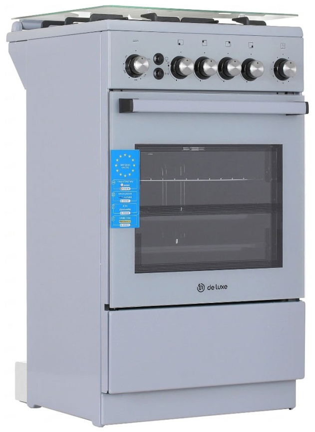 Газовая плита De luxe 5040.40г(кр) ЧР-012 50 см, 43 л, 4 конфорки, серый фото 5