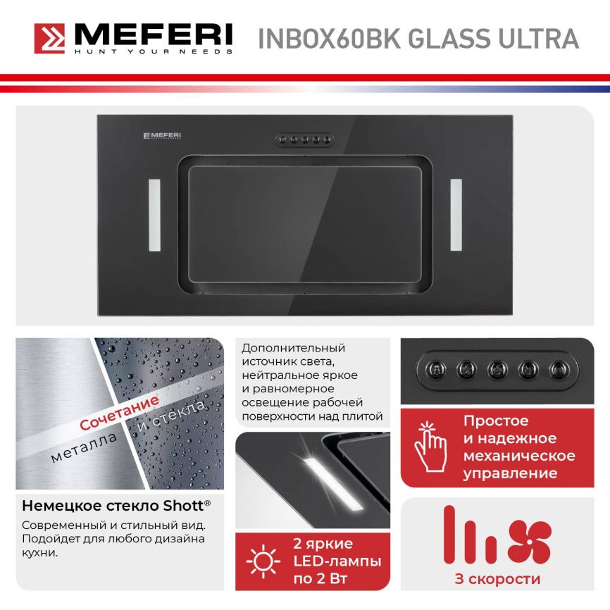 Вытяжка Meferi INBOX60BK GLASS ULTRA фото 12