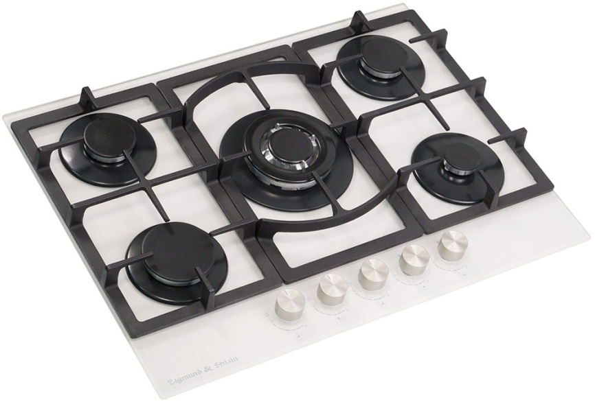 Газовая варочная панель Zigmund & Shtain M 26.7 W 69 см, 5 конфорок электроподжиг газконтроль, белый фото 3