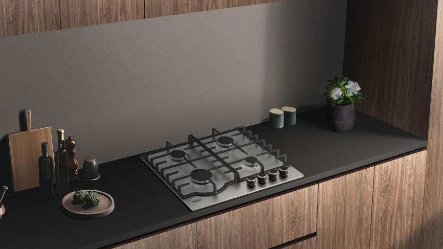 Газовая варочная панель Haier HHX-M64RNVX 58 см, 4 конфорки электроподжиг газконтроль, серебристый фото 6