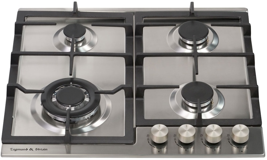Газовая варочная панель Zigmund & Shtain G 14.6 S 58 см, 4 конфорки электроподжиг газконтроль, серебристый фото 2