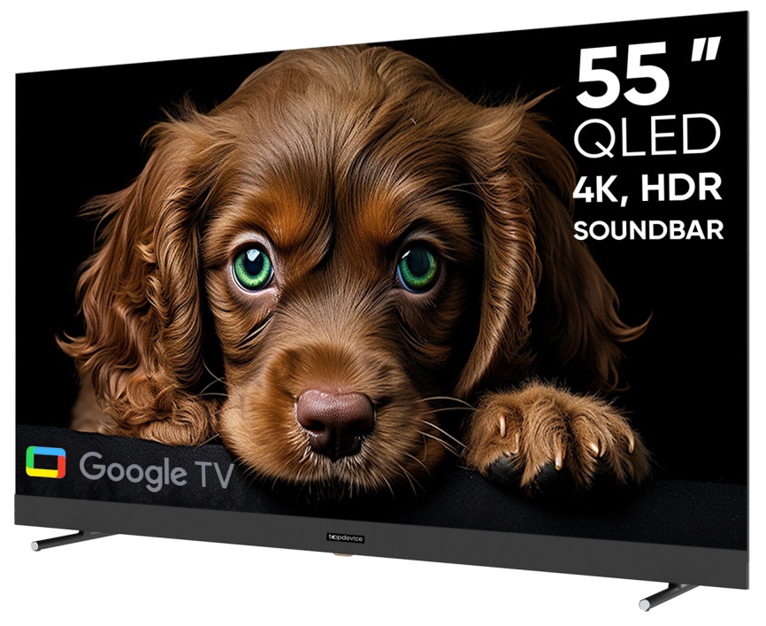 Телевизор Topdevice TDTV55DQ08U_BK, 55 дюйма, 4K Ultra HD, смарт ТВ, Google TV, черный фото 1