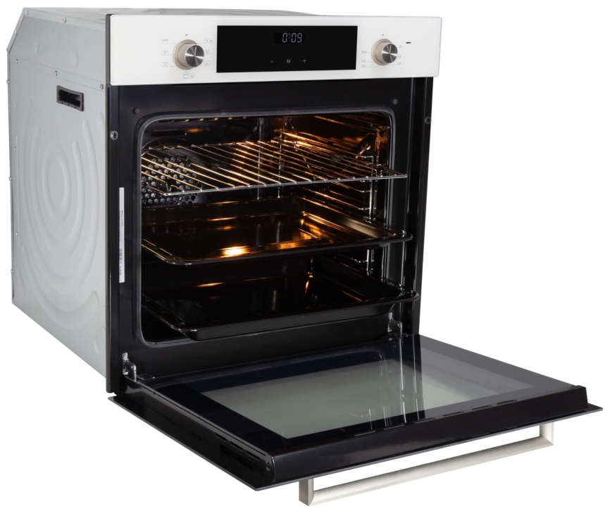 Электрический духовой шкаф Zigmund & Shtain E 153 W 60 см, 72 л гриль конвекция, белый фото 3