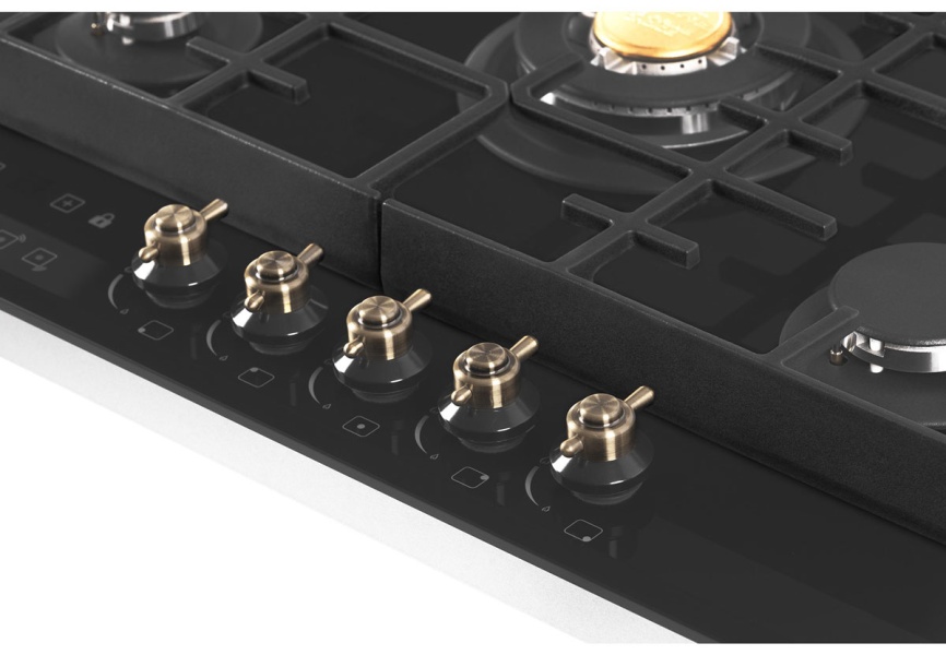 Газовая варочная панель Hiberg VM 7155 B 68 см, 5 конфорок электроподжиг газконтроль, черный фото 9