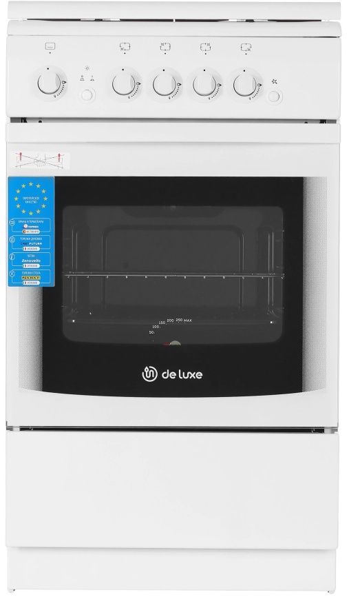 Газовая плита De luxe 506040.14 г 50 см, 54 л, 4 конфорки, белый фото 2
