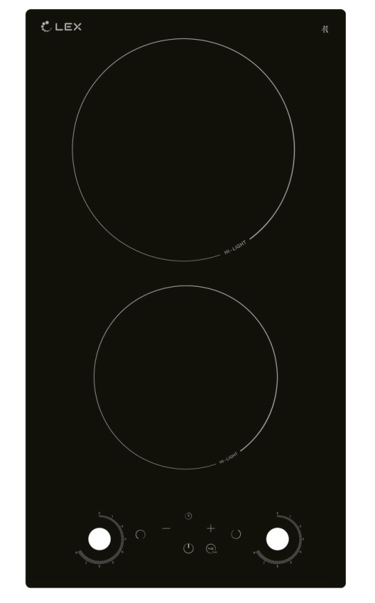 Электрическая варочная панель LEX EVH 320M BL 28 см, 2 конфорки стеклокерамика, черный фото 1