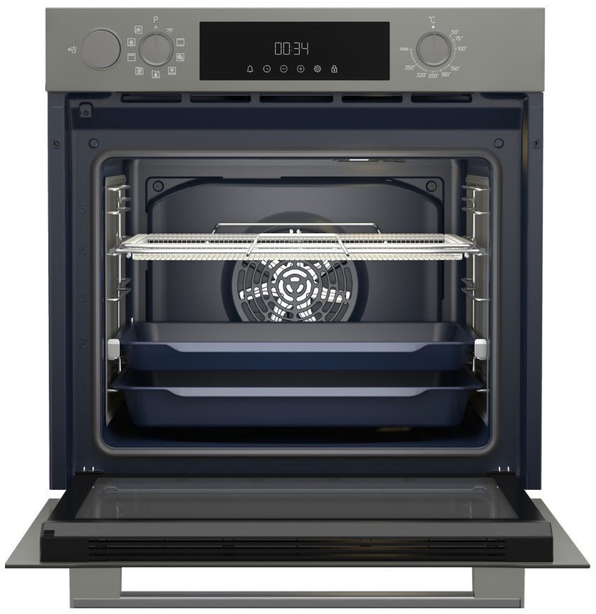 Электрический духовой шкаф Grundig GEBM12300GSA 59 см, 72 л гриль конвекция, серый фото 2