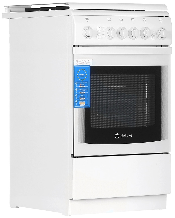 Газовая плита De luxe 506040.11 г 50 см, 54 л, 4 конфорки, белый фото 2