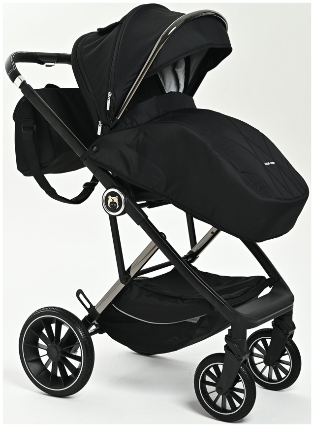 Коляска 2 в 1 Ining Baby Коляска 2 в 1 Ining Baby KR350 black,  люлька, прогулочный блок фото 3