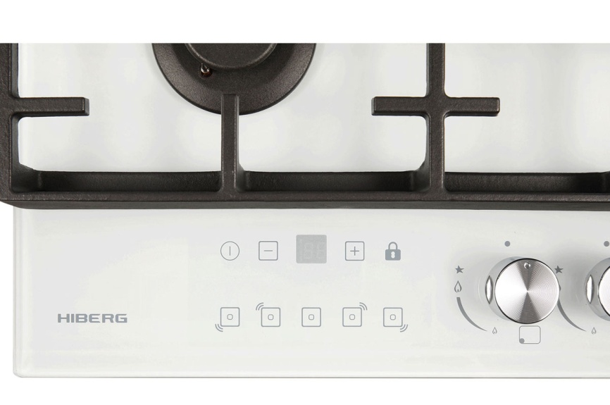 Газовая варочная панель Hiberg VM 7155 W 68 см, 5 конфорок электроподжиг газконтроль, белый фото 8