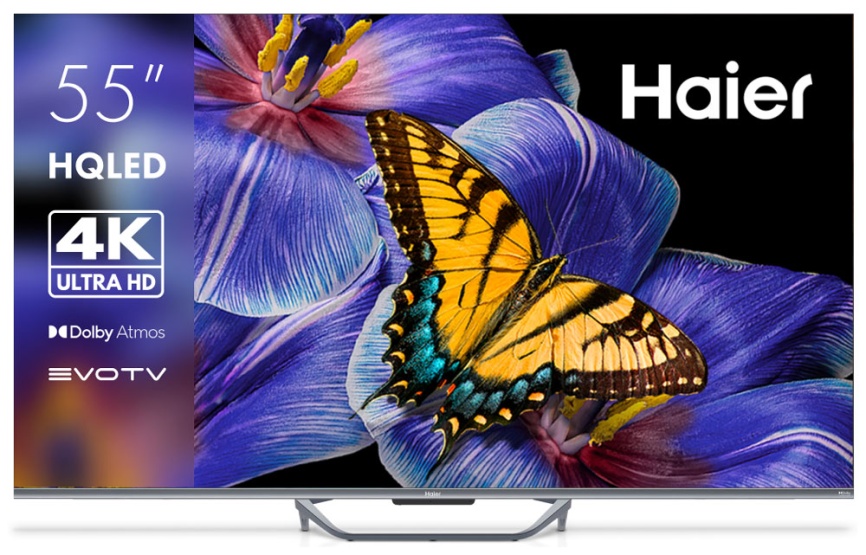 Телевизор Haier 55 Smart TV S4, 55 дюйма, 4K Ultra HD, смарт ТВ, Android TV 11, серый фото 1
