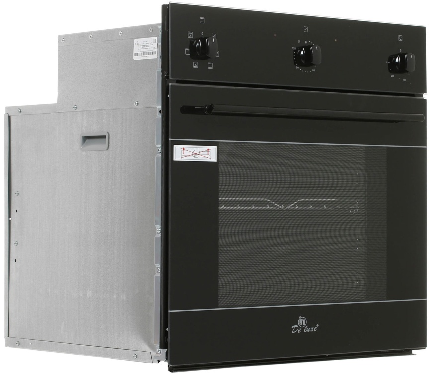 Электрический духовой шкаф De luxe 6006.03 эшв - 033 59 см, 58 л, гриль и конвекция, черное стекло фото 3