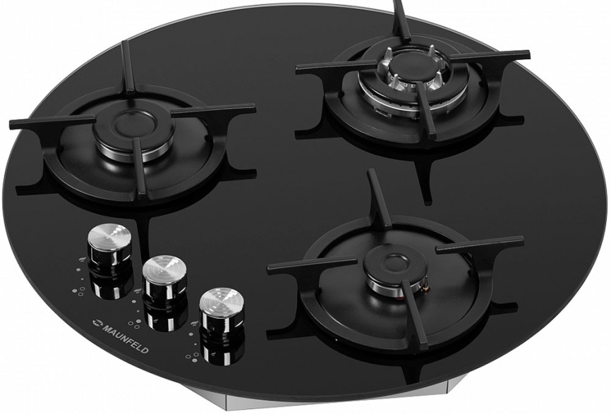 Газовая варочная панель Maunfeld EGHG.43.23CBG 52 см, 3 конфорки электроподжиг газконтроль, черный фото 5