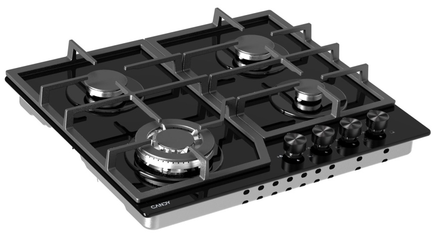 Газовая варочная панель Candy CHXG64CWB 58 см, 4 конфорки электроподжиг газконтроль, черный фото 3