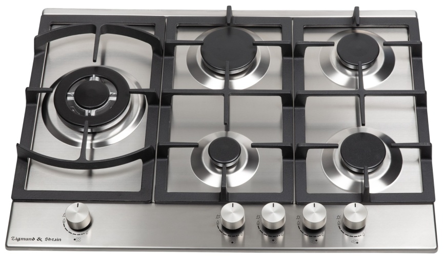 Газовая варочная панель Zigmund & Shtain G 14.7 S 69 см, 5 конфорок электроподжиг, серебристый фото 2