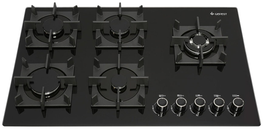Газовая варочная панель Gefest ПВГ 2341 К33 80 см, 5 конфорок электроподжиг газконтроль, черный фото 2