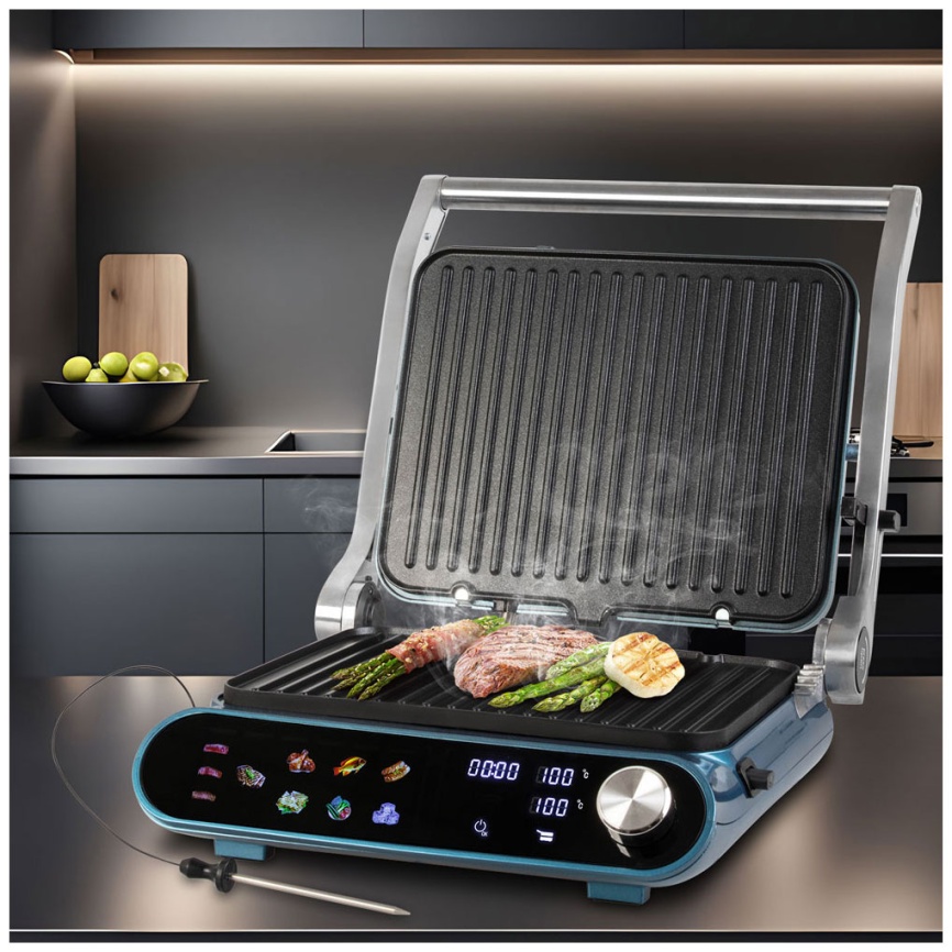 Гриль Endever Grillmaster-255 (90712) серебристый/голубой фото 7