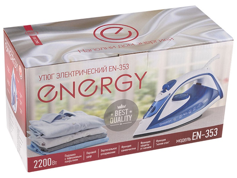 Утюг Energy EN-353, тефлон, голубой (270095) фото 4