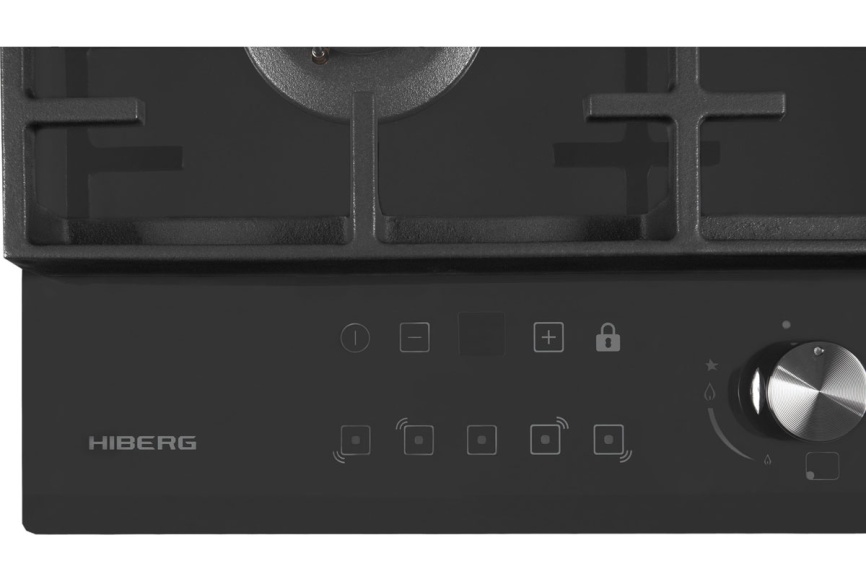 Газовая варочная панель Hiberg VM 7155 B 68 см, 5 конфорок электроподжиг газконтроль, черный фото 11