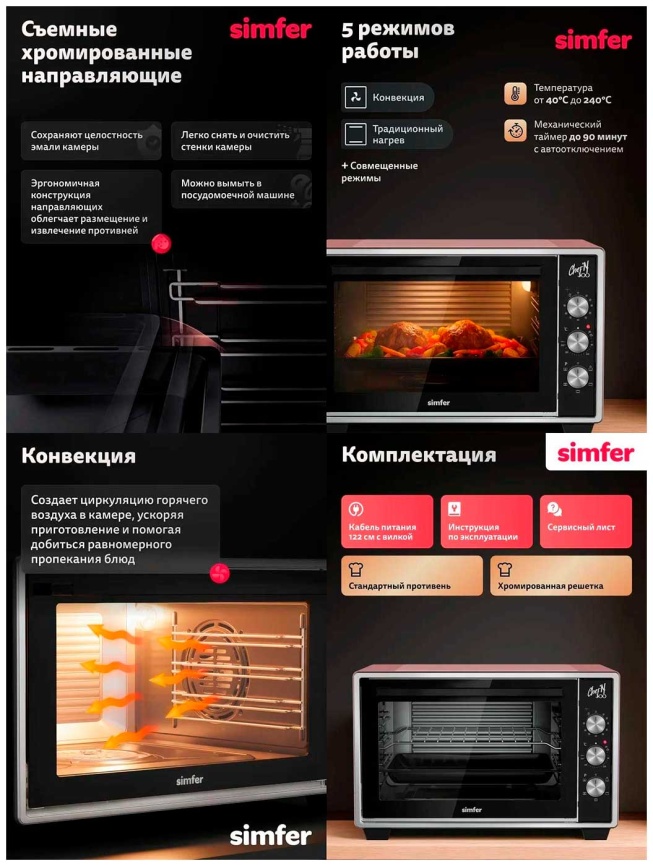 Мини-печь  Simfer M30X15, розовое золото фото 4