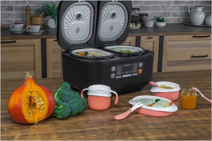 Мультиварка Garlyn MR-Duo 5, две чаши, электронное управление, черный фото 13