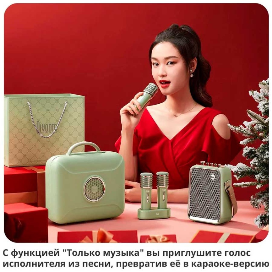 Портативная колонка с двумя микрофонами Divoom SongBird-HQ 2, зеленый фото 15