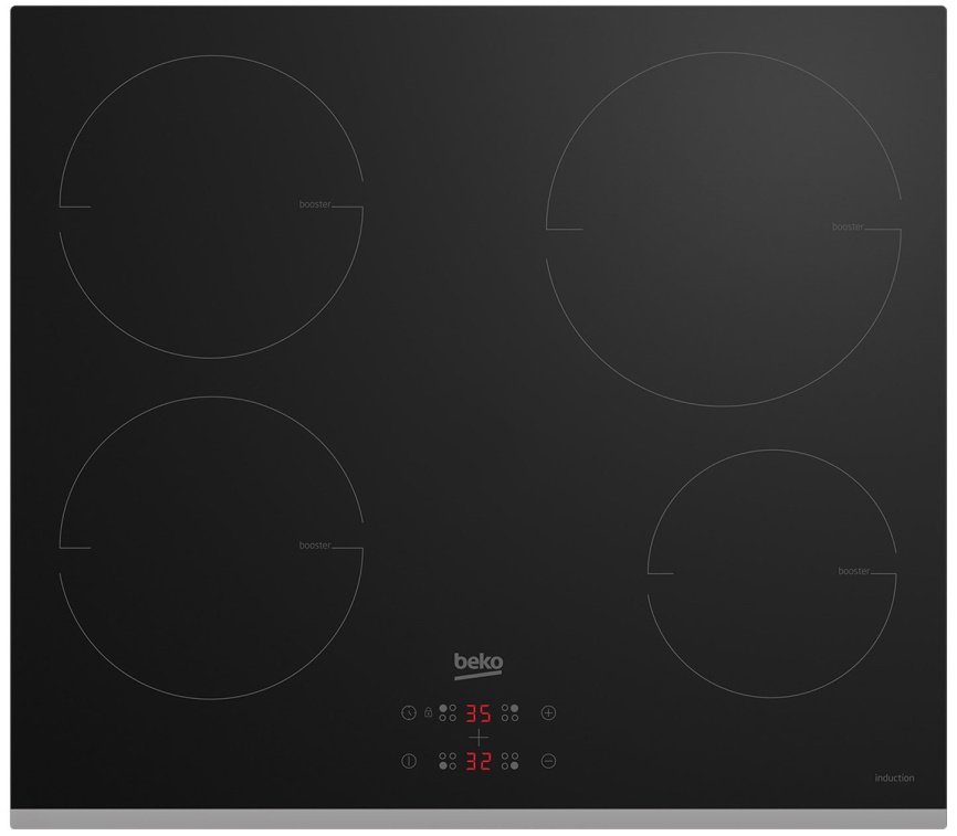 Электрическая варочная панель Beko HII64401MTX 58 см, 4 конфорки стеклокерамика, черный фото 1