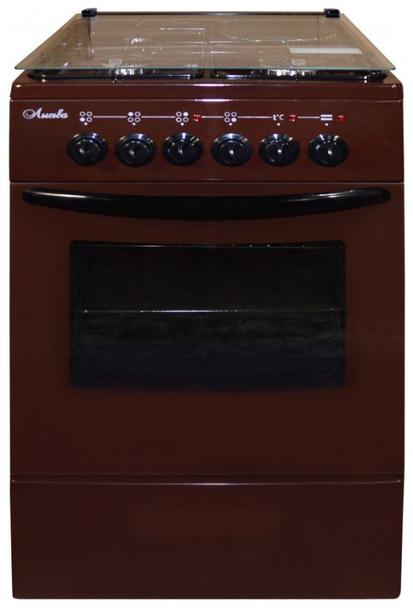 Комбинированная плита Лысьва ЭГ 1/3г01 МС-2у 50 см, 57 л, 4 конфорки, коричневый фото 1