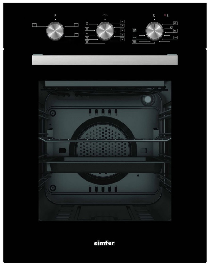 Электрический духовой шкаф Simfer B4EB14006 45 см, 49 л, черный фото 1