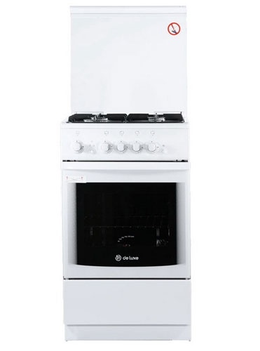 Газовая плита De luxe 5040.44 г 50 см, 43 л, 4 конфорки, белый фото 1