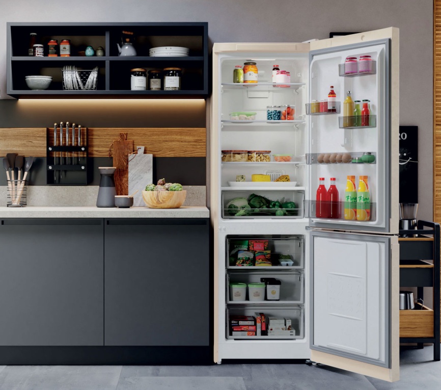 Двухкамерный холодильник Hotpoint HT 5180 AB No frost, бежевый фото 7