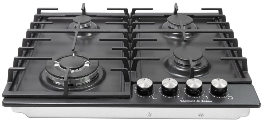 Газовая варочная панель Zigmund & Shtain G 20.6 B 20 см, 4 конфорки электроподжиг газконтроль, черный фото 3