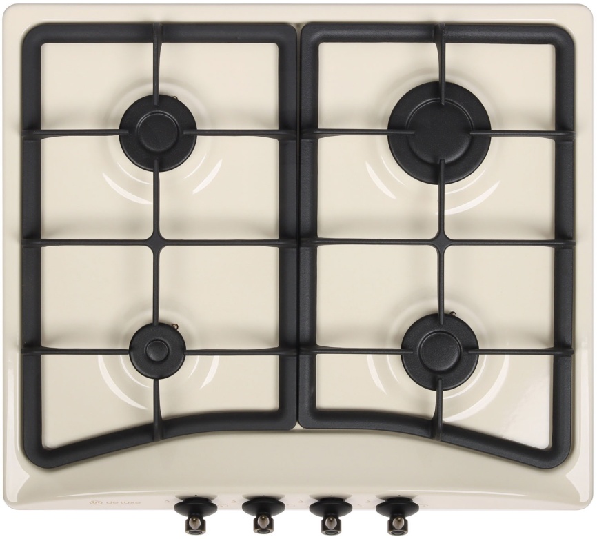 Газовая варочная панель De luxe 5840.00 гмв - 058ЧР 58 см, 4 конфорки электроподжиг газконтроль, топленое молоко фото 2