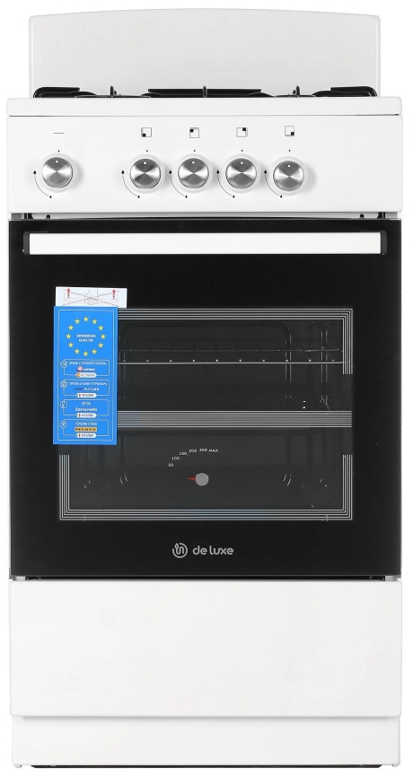 Газовая плита De luxe 5040.48г 50 см, 43 л, 4 конфорки, белый фото 1