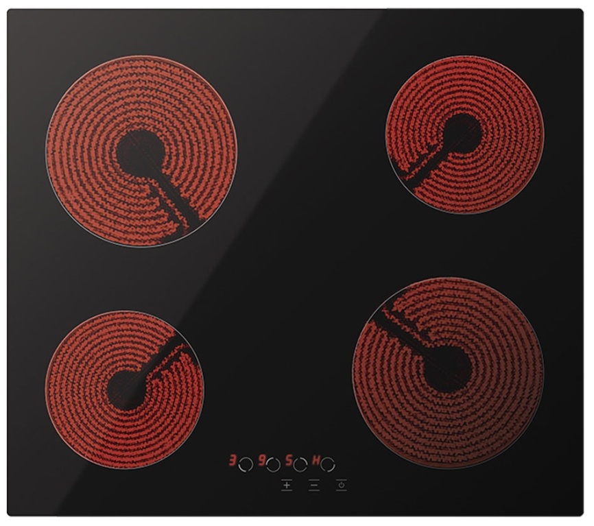Электрическая варочная панель Simfer H60D14B020 59 см, 4 конфорки стеклокерамика, черный фото 2