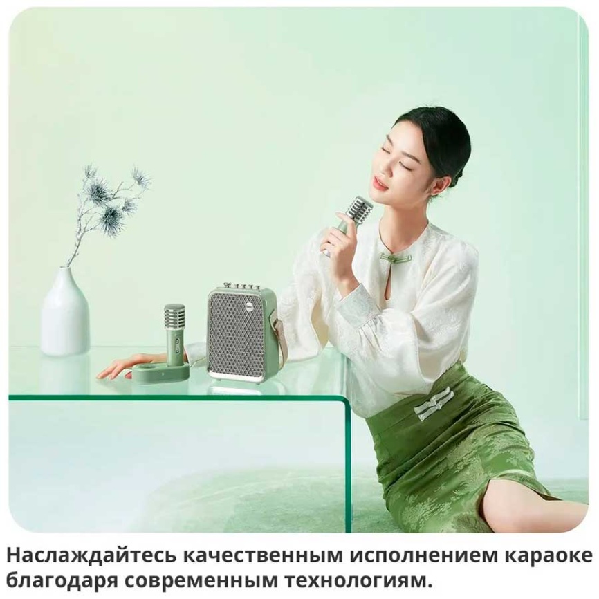 Портативная колонка с двумя микрофонами Divoom SongBird-HQ 2, зеленый фото 14