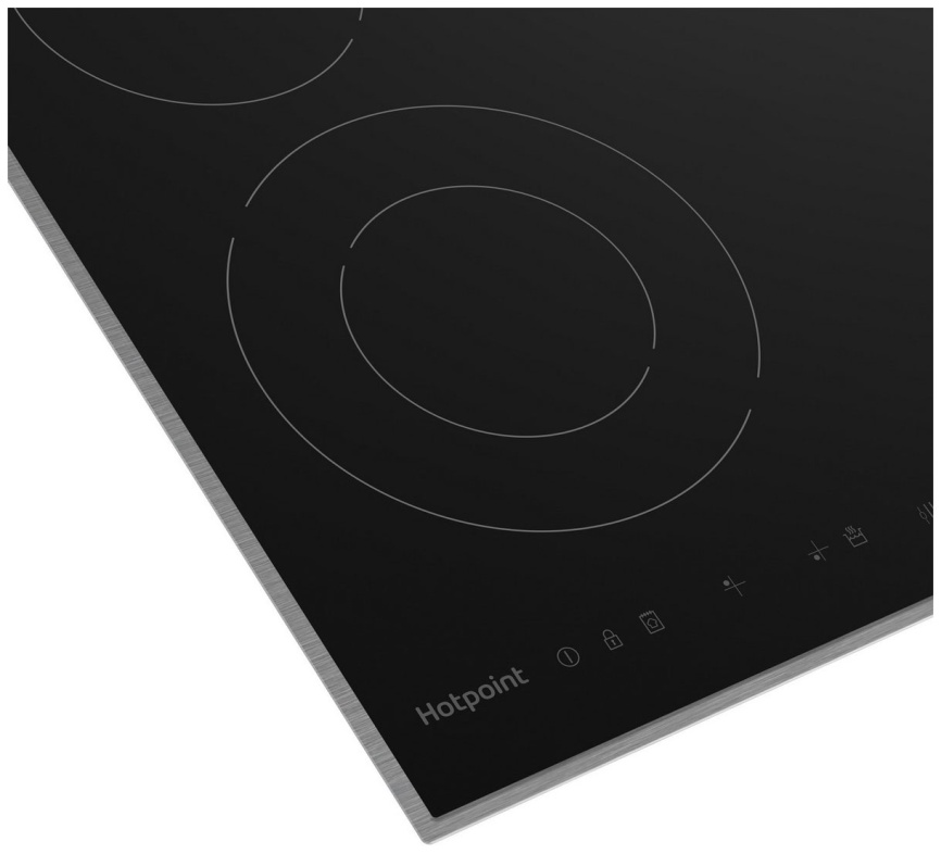 Электрическая варочная панель Hotpoint HR 6T2 X S 58 см, 4 конфорки стеклокерамика, черный фото 5