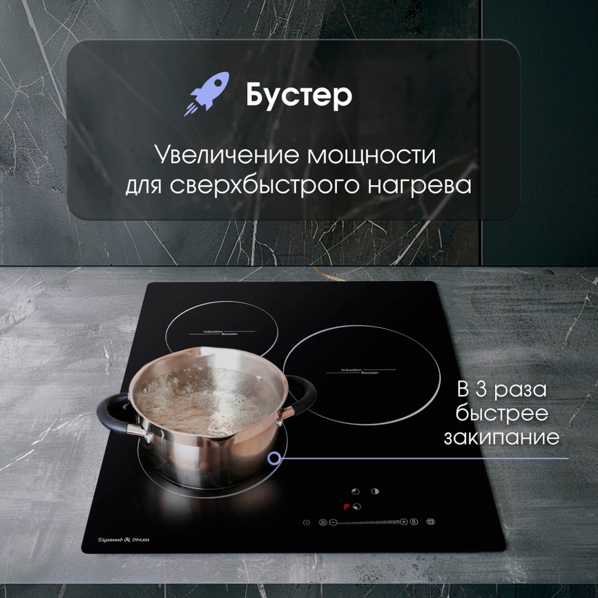 Электрическая варочная панель Zigmund & Shtain CI 35.4 B 45 см, 3 конфорки стеклокерамика электроподжиг, черный фото 6