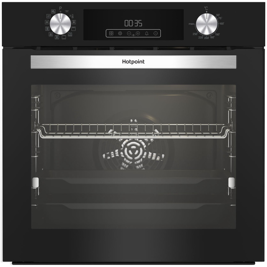 Электрический духовой шкаф Hotpoint HFE8 921 H BL 59 см, 72 л, гриль и конвекция, черный фото 1