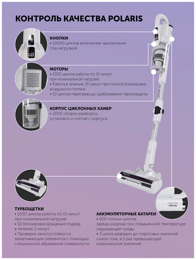 Пылесос вертикальный Polaris PVCS 4070 WIFI IQ Home, 3000 мАч, белый фото 21